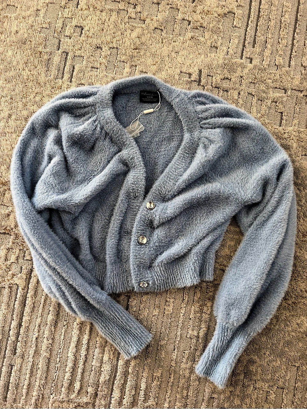 For Love & Lemons Belinda Cardigan Fuzzy Blue Size Medium